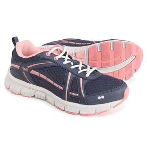 Ryka Mesh Lace-Up Walking Sneakers Hustle Navy/Pink US 8M EUC